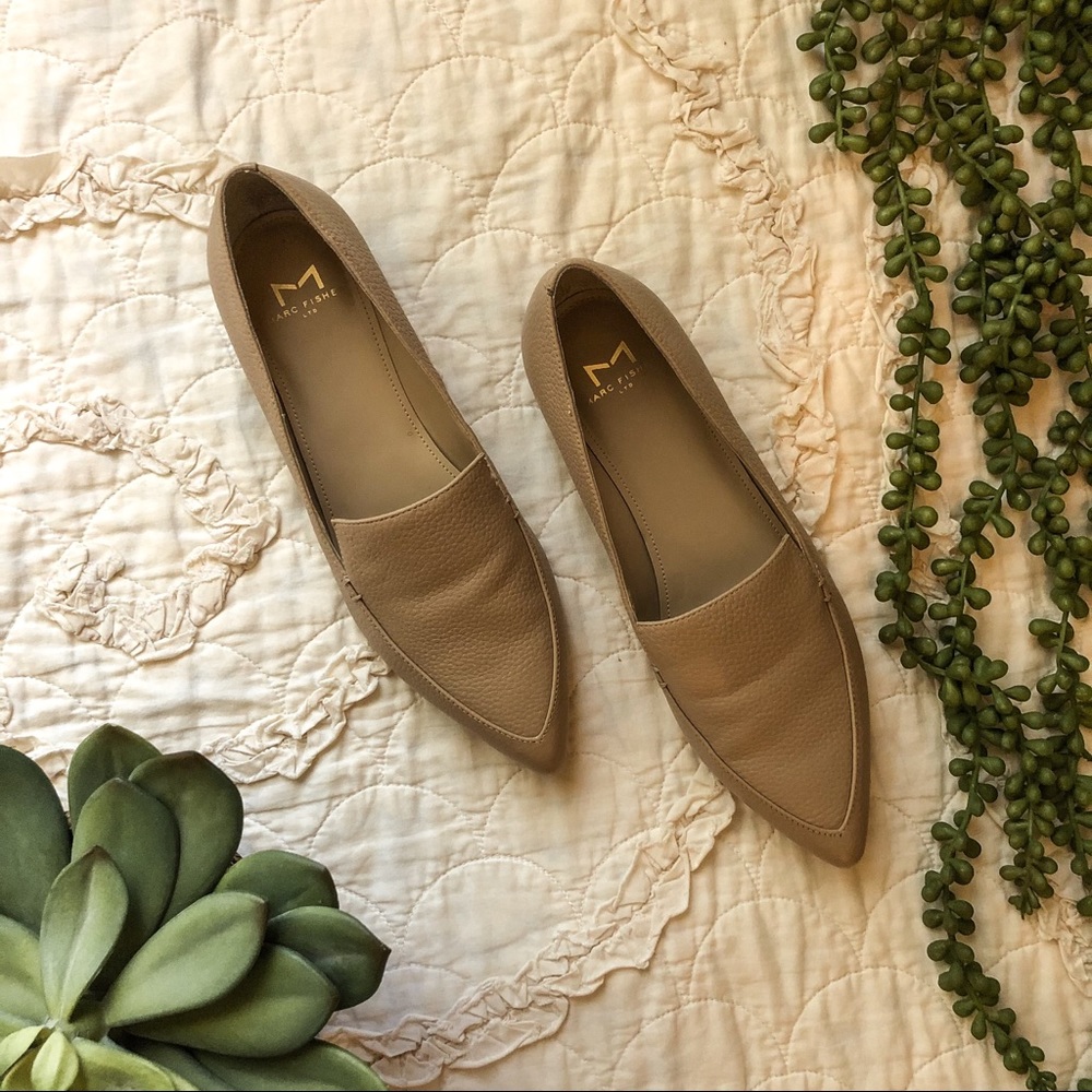 Marc Fisher LTD Zurri Nude Leather Pointed Flats